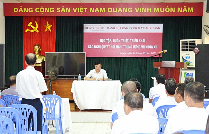 Đảng bộ Công ty Dịch vụ Agribank tổ chức học tập, quán triệt và triển khai thực hiện các Nghị quyết Hội nghị Trung ương 7 khóa XII của Đảng