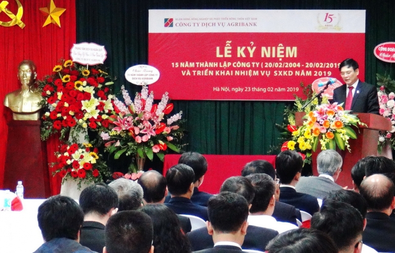 Công ty Dịch vụ Agribank tổ chức kỷ niệm 15 năm thành lập (20/02/2004 - 20/02/2019) và triển khai nhiệm vụ sxkd năm 2019